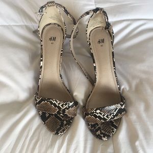 Faux snake skin strappy sexy 3” heels
